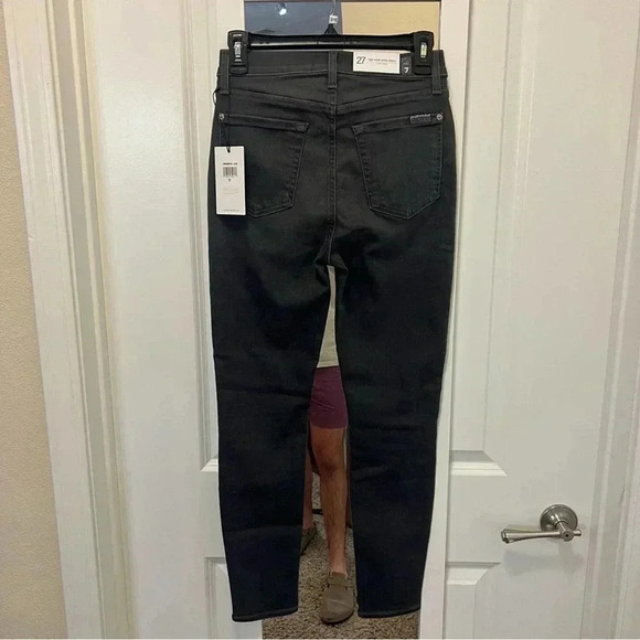 916 NWT 7 For All Mankind High Waist Ankle Skinny Jeans in Evening Grey - Picture 6 of 13